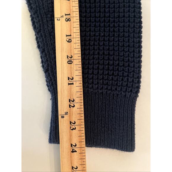 LL Bean Men's‎ Waffle Knit Full Zip Organic Cotton Sz XL Grandpa Navy Blue - Picture 8 of 13